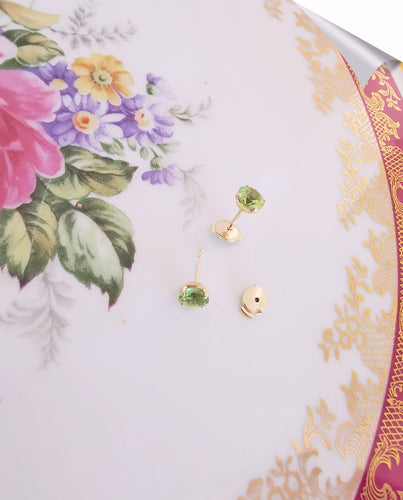 Boucles d'oreilles Clous d'oreilles Péridots Ø 6 mm 58 Facettes AA 1506