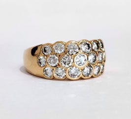 Bague 57 Bague jonc or jaune pavage diamants 58 Facettes 1-889/1