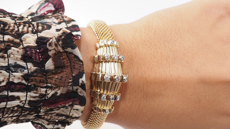 Bracelet 15.5/17cm Bracelet vintage en or jaune et diamants 58 Facettes 32442