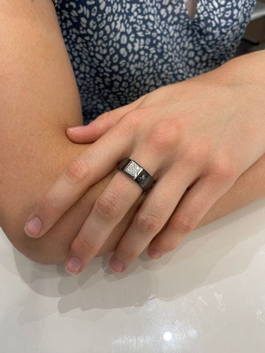 Bague BAGUE MODERNE CÉRAMIQUE ET DIAMANTS 58 Facettes 051981