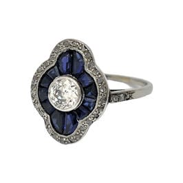 Bague 57 Bague Art Déco saphirs diamant 58 Facettes 1-1181/1
