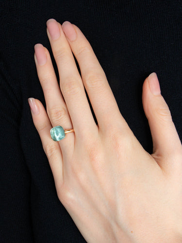 Bague 49 Pomellato – Bague Modèle « Nudo » Classic Topaze Bleue et Or Rose 58 Facettes