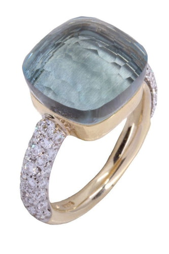 Bague 52 POMELLATO - Bague "Nudo maxi" Or jaune Topaze Diamant 58 Facettes 080591