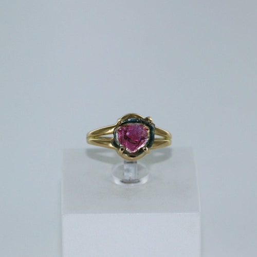 Bague 53 Bague tourmaline pastèque brute 58 Facettes