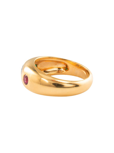 Bague 57 Bague Or Saphir Rubis et Emeraude 58 Facettes