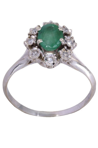 Bague 56 Bague Marguerite Or jaune Emeraude Diamants 58 Facettes 080441