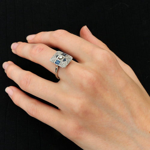 Bague Bague Art Déco, saphirs et diamants 58 Facettes