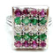 Bague Bague vintage en or blanc, diamants et pierres précieuses 58 Facettes