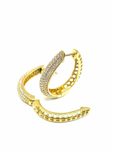 Boucles d'oreilles Créoles en or jaune, diamants synthétiques 58 Facettes