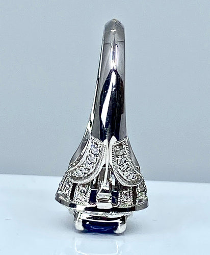 Bague 54 Bague cocktail saphir diamants 58 Facettes AB153