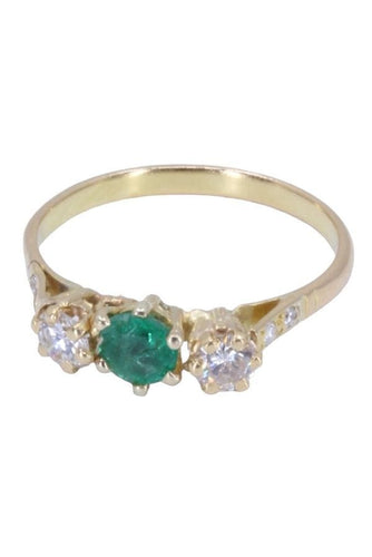 Bague 54 Bague Jarretière Or jaune Emeraude Diamant 58 Facettes 078201