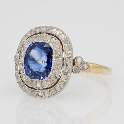 Bague 53 Bague saphir et diamants double rang ancienne 58 Facettes 21-151-53