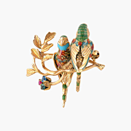 Broche Broche "perroquets" en or jaune et émail 58 Facettes P3L3