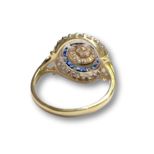 Bague 53 Bague de style Art Déco d'époque 1940-45 en platine, diamants et saphirs 58 Facettes Q214A (703)
