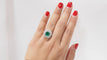 Bague 54.5 Bague en or blanc sertie d'une émeraude et diamants 58 Facettes F4947