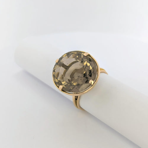 Bague 55 Bague en or jaune et quartz fumé 58 Facettes 25682