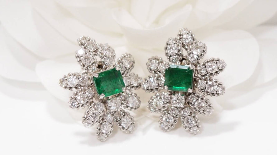 Boucles d'oreilles Boucles d'oreilles émeraudes et diamants 58 Facettes 30089