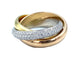 Bague CARTIER. Collection Trinity Classique, alliance 3 ors et diamants 58 Facettes