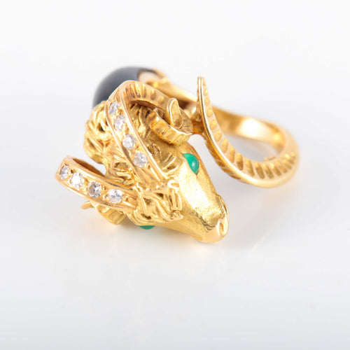 Bague 51 Bague tête de bélier en or jaune 58 Facettes
