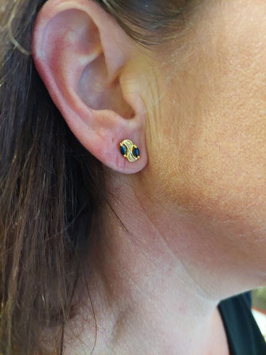 Boucles d'oreilles Boucles d'oreilles or jaune, saphirs et diamants 58 Facettes 081411