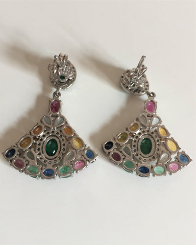 Boucles d'oreilles Pendants d’oreilles éventails pierres gemmes 58 Facettes 215