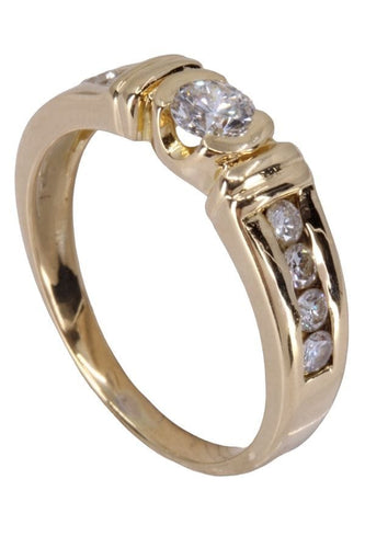 Bague 55 SOLITAIRE MODERNE OR JAUNE DIAMANTS 58 Facettes 078161