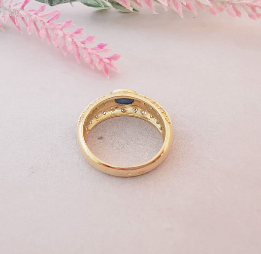 Bague Bague Jonc Saphir Diamants Or Jaune 58 Facettes AA 1108