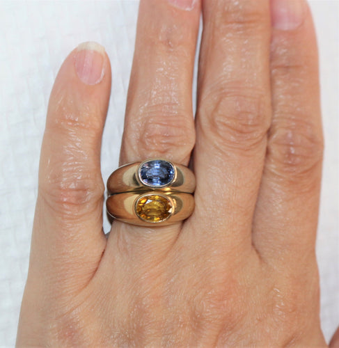 Bague POIRAY - Bague double jonc or blanc or jaune saphirs 58 Facettes 393