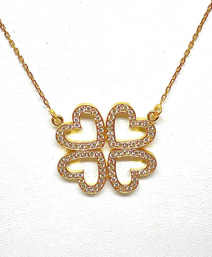 Collier Collier trèfle à 4 cœurs en or jaune 18 carats et diamants 58 Facettes