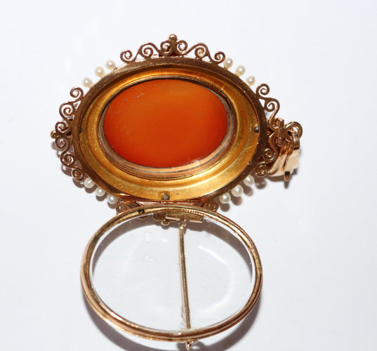Broche Broche-Pendentif XIXe camée et perles 58 Facettes 459.1