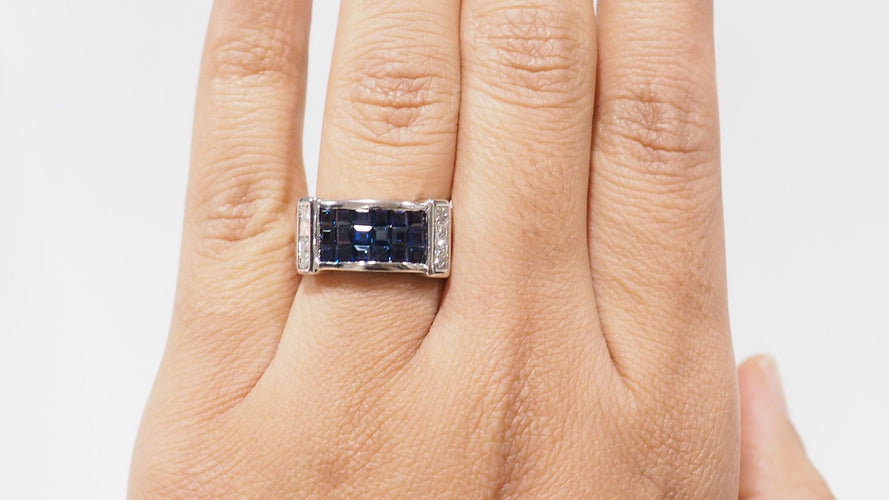 Bague 55 Bague bandeau saphirs diamants 58 Facettes 32390