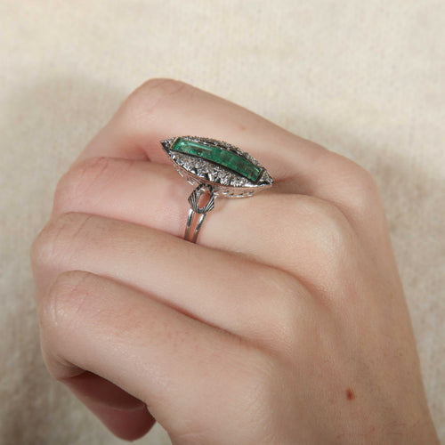 Bague 53 Bague Marquise Emeraudes Diamants 58 Facettes 8392