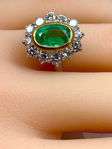 Bague 51 Bague marguerite Emeraude Diamants 58 Facettes AB203