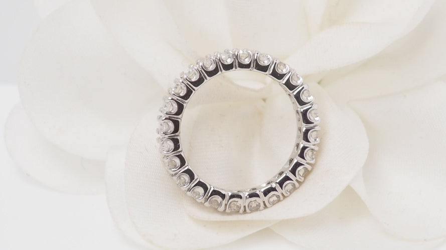Bague 54 Alliance tour complet en or blanc et diamants 1,20ct 58 Facettes 32490