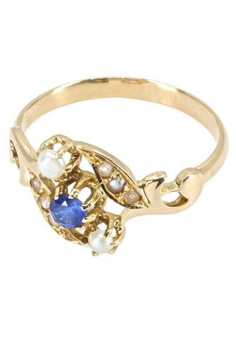 Bague 58 BAGUE NAPOLÉON III SAPHIR ET PERLES 58 Facettes 038651
