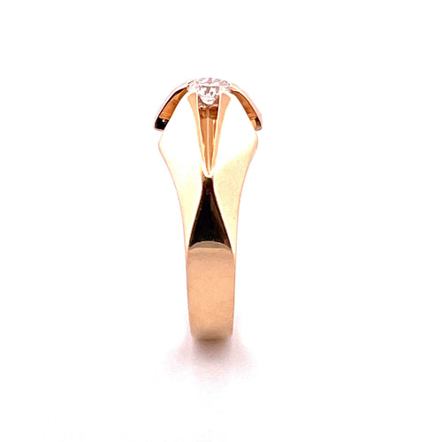 Bague 63 Chevalière homme vintage or jaune et diamant 58 Facettes