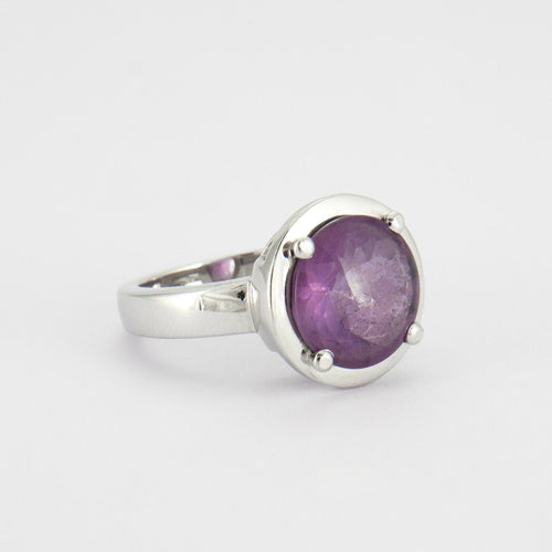 Bague 52 Poiray - bague améthyste cabochon, or blanc 58 Facettes