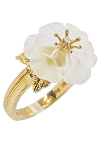 Bague BAGUE FLEUR VERRE ET DIAMANT 58 Facettes 040321