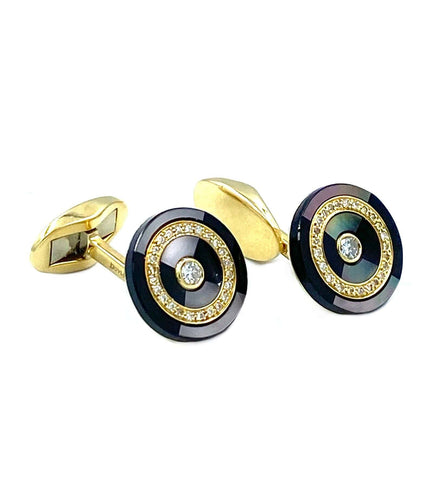 Boutons de manchette PIAGET. Boutons de manchette or jaune, diamants 58 Facettes