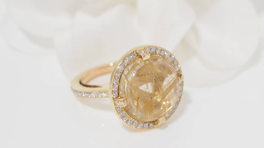 Bague 52 Bague Chaumet en or jaune, quartz rutile et diamants 58 Facettes 31955