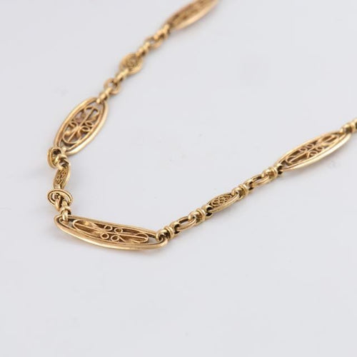 Collier Sautoir Art Nouveau en Or Filigrané 58 Facettes