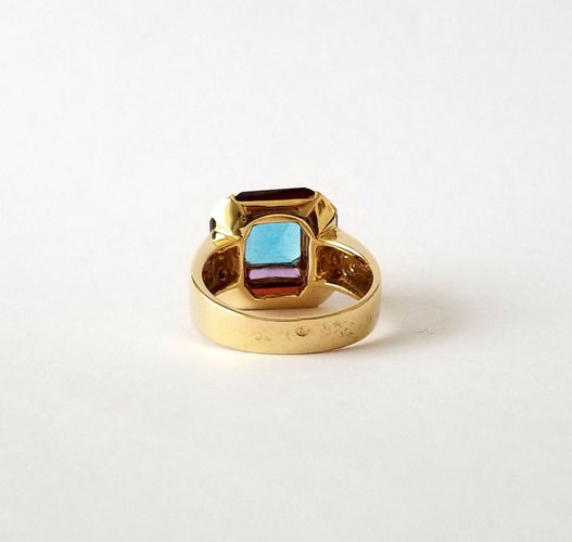 Bague 54 Bague Topaze Améthystes Grenats Diamants 58 Facettes