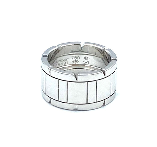 Bague 54 Cartier. Collection Tank Française, bague or blanc 58 Facettes