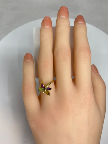 Bague Bague papillon en or jaune & pierres fines 58 Facettes