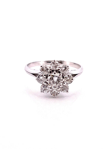 Bague 56 Bague marguerite platine diamants 58 Facettes