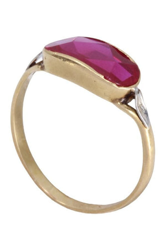 Bague 55 Bague ancienne rubis or jaune 58 Facettes 081841