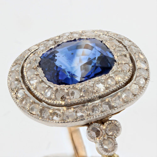 Bague 53 Bague saphir et diamants double rang ancienne 58 Facettes 21-151-53