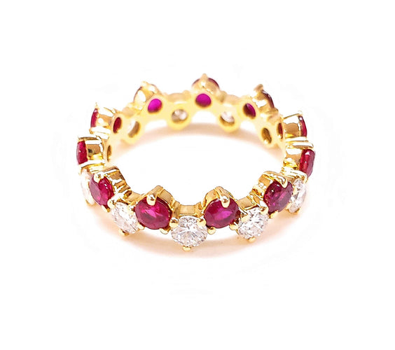 Bague 53 Alliance diamants et rubis 58 Facettes ALL.ZIG.R.