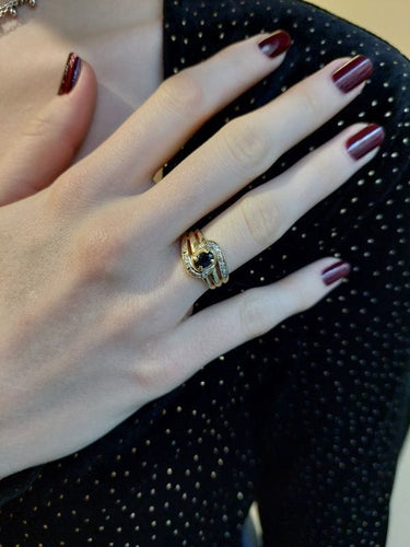 Bague 50 BAGUE MODERNE SAPHIR ET DIAMANTS 58 Facettes 077861