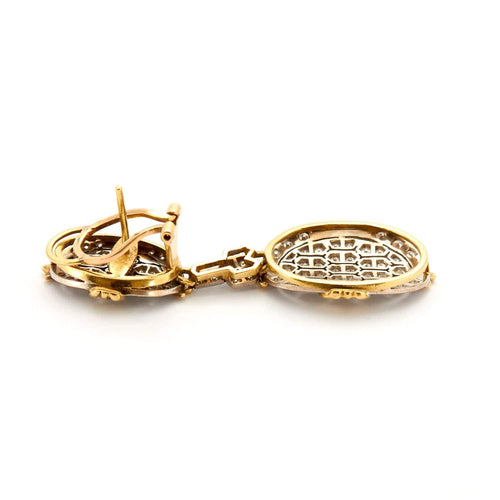 Boucles d'oreilles Pendants d'oreilles Ovales pavage Diamants 58 Facettes
